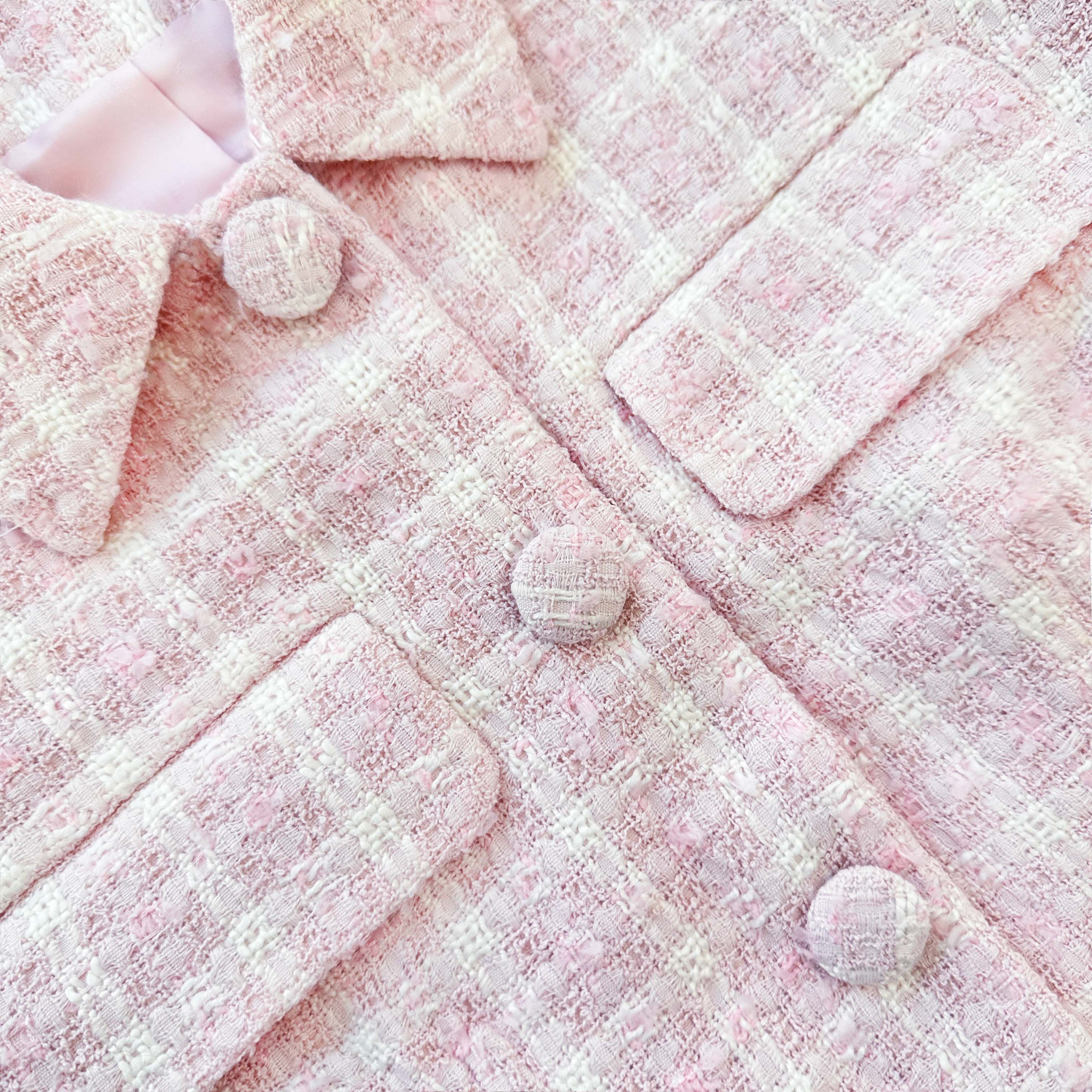 Pink Boucle Checked Mini Dress - Image 5