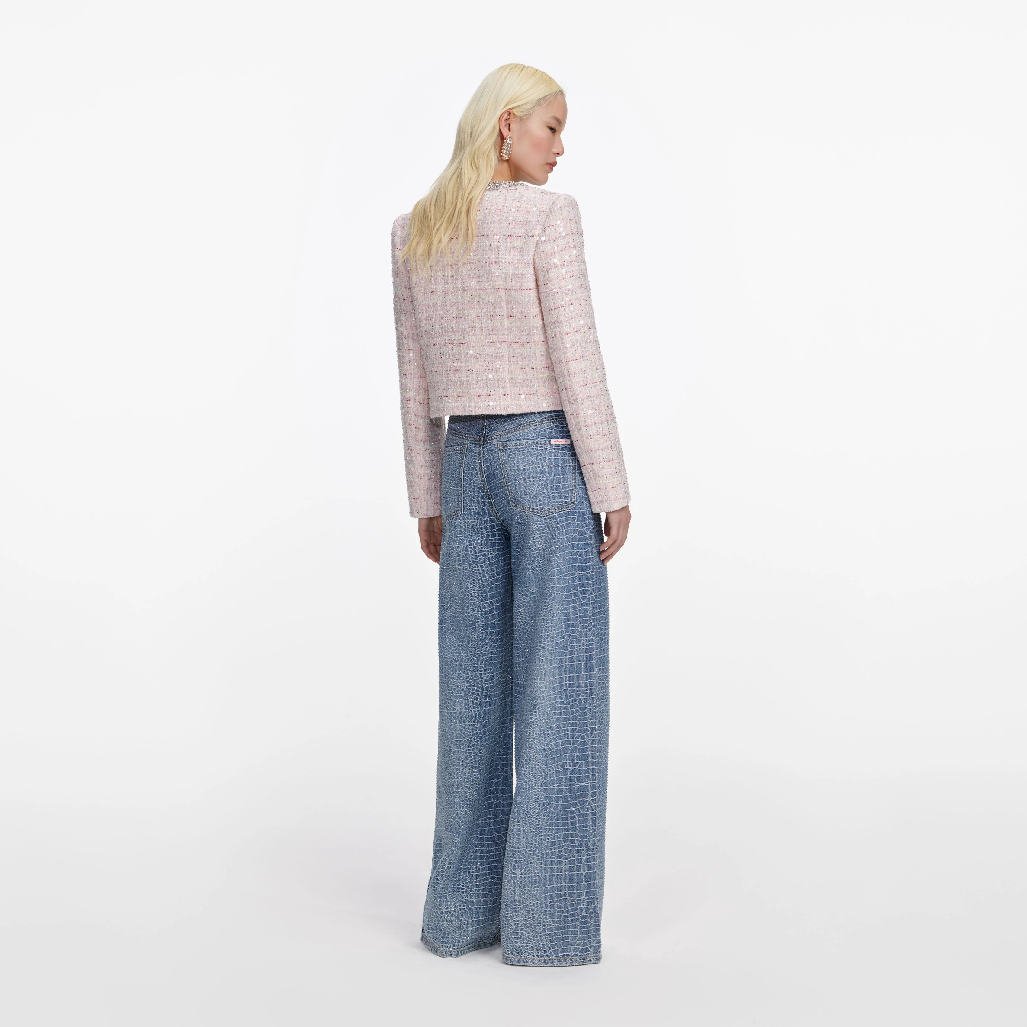 Pink Sequin Boucle Jacket - Image 3